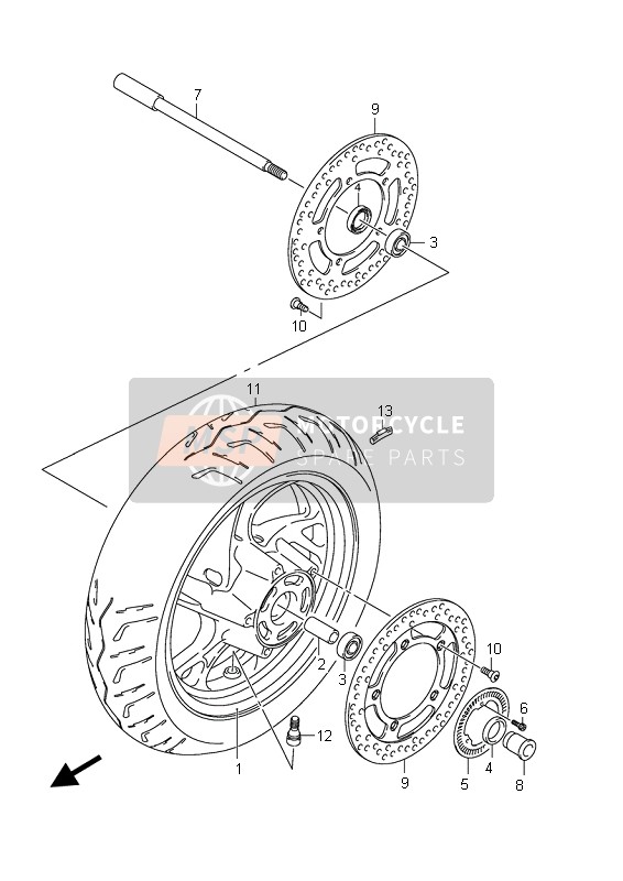 Suzuki AN400(A)(ZA) BURGMAN 2009 Roue avant (AN400A-ZA) pour un 2009 Suzuki AN400(A)(ZA) BURGMAN